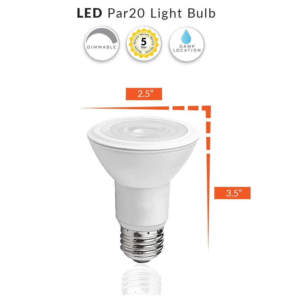 Par20 light bulb dimensions chart
